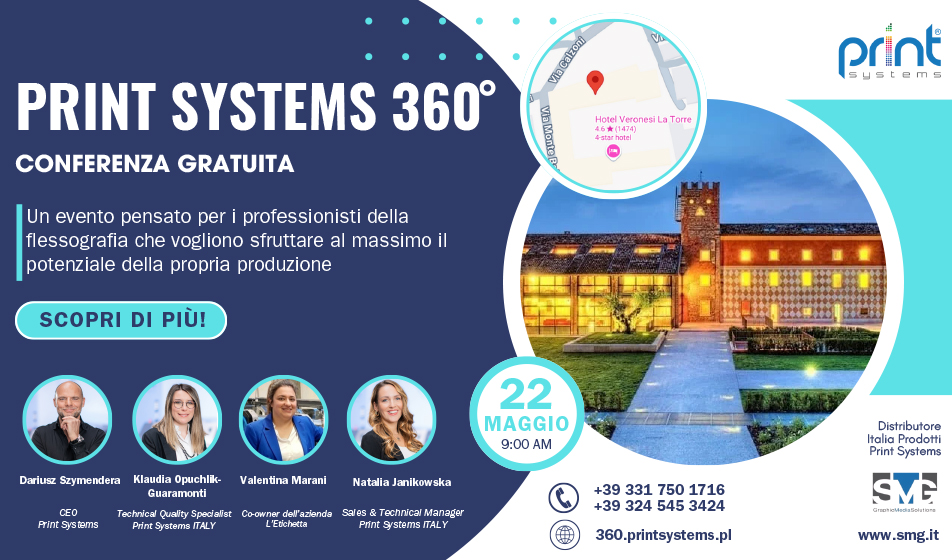 SMG è coorganizzatore dell’esclusivo evento flexo Print Systems 360° – Italy