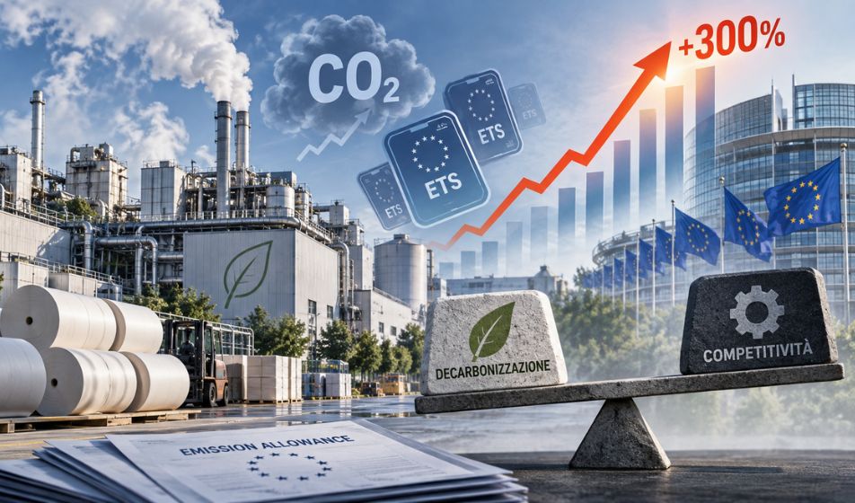 EU ETS, Assocarta: il costo della CO2 penalizza l’industria europea fino al 300%